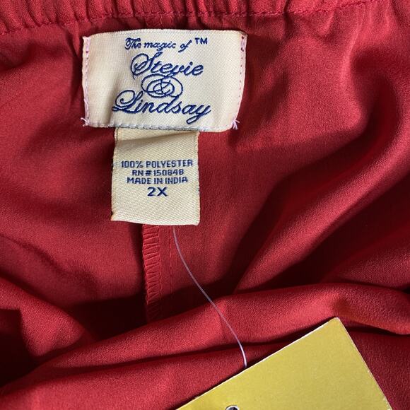 The Magic Of Stevie And Lindsay Plus 2X Burgandy Red Elastic Waist Pants NWT New - Picture 6 of 7